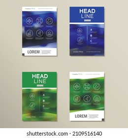 Business brochure design vector template in A4 size, with blur background