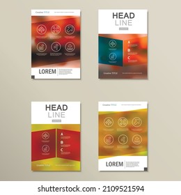 Business brochure design vector template in A4 size, with blur background
