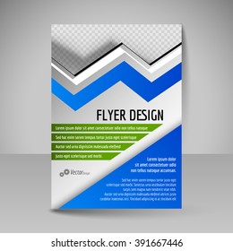Business brochure. Editable A4 poster for design cover of magazine, education, presentation, website. Flyer template. Blue and green colors.