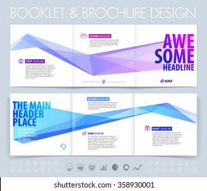 Business brochure, flyer and booklet design layout template with polygonal background. Vector illustration.