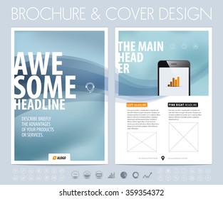 Business brochure, flyer and cover design layout template with polygonal background. Vector illustration.