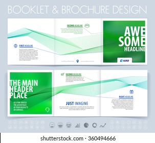 Business brochure, flyer and cover design layout template with smoke lines background. Vector illustration.
