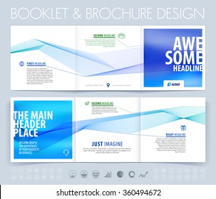 Business brochure, flyer and cover design layout template with smoke lines background. Vector illustration.