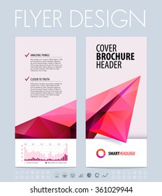 Business brochure, flyer and cover design layout template with polygonal plane. Vector illustration.