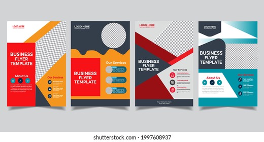 Business brochure flyer design a4 template. Modern promotion add  Vector illustration company advertising set bundle yellow red and blu colorful design
Editable modern minimal square banner templates