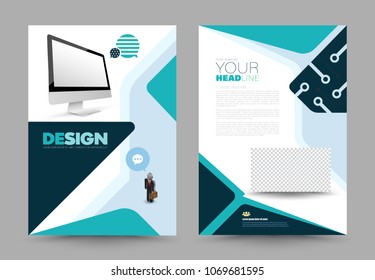 Business brochure flyer design layout template in A4 size, with stock illustration