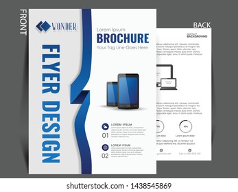 business brochure flyer design layout template in A4 size, with blur background, vector eps10.