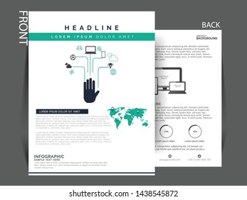 business brochure flyer design layout template in A4 size, with blur background, vector eps10.
