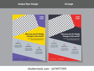 business brochure flyer design layout template in A4 size, with blur background, vector eps10.