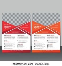 Business brochure flyer design layout template in A4 size, with blur background, annual report, poster, red, orange, white, simple design, vector eps10.