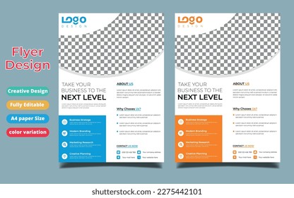 Business brochure flyer design layout template in A4 size, with blur background, vector