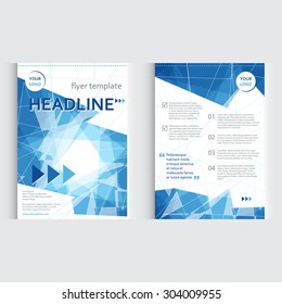 Business brochure flyer design layout template in A4 size, in blue color. Vector illustration