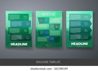 Business brochure flyer design layout template on blur background. Templates. Design Set of Web, Mail, Brochures. Mobile, Technology, and Infographic Concept. Modern flat and line icons. 