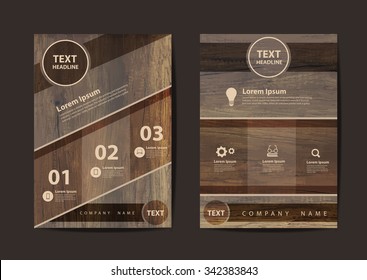 Business brochure flyer design layout template in A4 size, With texture of wood background, Vector illustration modern design
