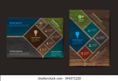 Business brochure flyer design layout template in A4 size, With texture of wood background, Vector illustration modern design  ( Image trace of wooden background )