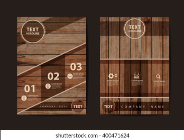 Business brochure flyer design layout template in A4 size, With texture of wood background, Vector illustration modern design ( Image trace of wooden background )