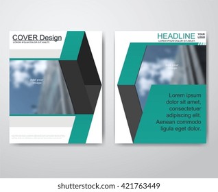 Business brochure flyer design layout template, annual report in green color, layout in A4 size.