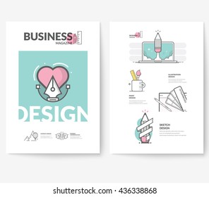 Business brochure flyer design layout template, with concept icons:
Graphic illustration.