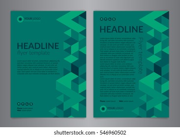 Business brochure flyer design layout template, size A4, with triangle pattern. Modern Backgrounds. Vector illustration. 