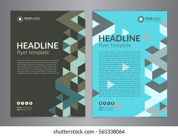 Business brochure flyer design layout template, size A4, with triangle pattern. Modern Backgrounds. Vector illustration. 