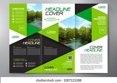 Business Brochure. Flyer Design. Leaflets 3 fold Template. Cover Book and Magazine. Annual Report Vector illustration