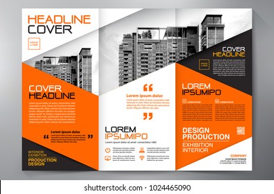 Business Brochure. Flyer Design. Leaflets 3 fold Template. Cover Book and Magazine. Annual Report Vector illustration