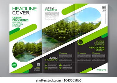 Business Brochure. Flyer Design. Leaflets 3 fold Template. Cover Book and Magazine. Annual Report Vector illustration