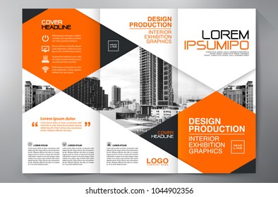 Business Brochure. Flyer Design. Leaflets 3 fold Template. Cover Book and Magazine. Annual Report Vector illustration