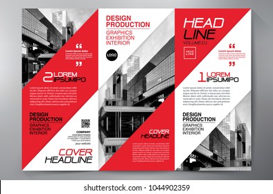 Business Brochure. Flyer Design. Leaflets 3 fold Template. Cover Book and Magazine. Annual Report Vector illustration