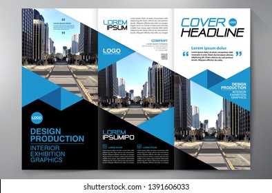 Business Brochure. Flyer Design. Leaflets 3 fold Template. Cover Book and Magazine. Annual Report Vector illustration