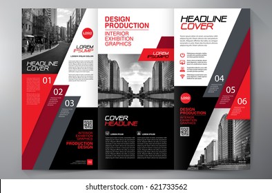 Business Brochure. Flyer Design. Leaflets 3 fold Template. Cover Book and Magazine. Annual Report Vector illustration