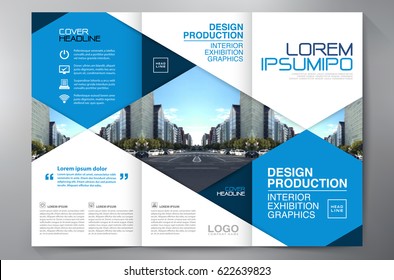 Business Brochure. Flyer Design. Leaflets 3 fold Template. Cover Book and Magazine. Annual Report Vector illustration