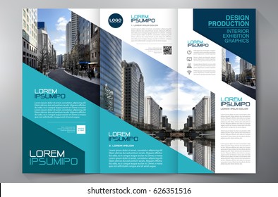 Business Brochure. Flyer Design. Leaflets 3 fold Template. Cover Book and Magazine. Annual Report Vector illustration