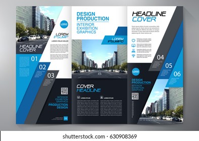 Business Brochure. Flyer Design. Leaflets 3 fold Template. Cover Book and Magazine. Annual Report Vector illustration