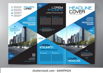 Business Brochure. Flyer Design. Leaflets 3 fold Template. Cover Book and Magazine. Annual Report Vector illustration