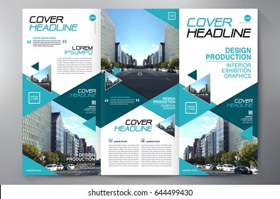 Business Brochure. Flyer Design. Leaflets 3 fold Template. Cover Book and Magazine. Annual Report Vector illustration