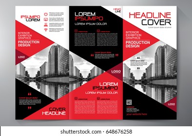 Business Brochure. Flyer Design. Leaflets 3 fold Template. Cover Book and Magazine. Annual Report Vector illustration