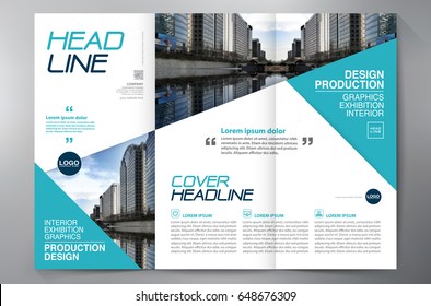 Business Brochure. Flyer Design. Leaflets 3 fold Template. Cover Book and Magazine. Annual Report Vector illustration