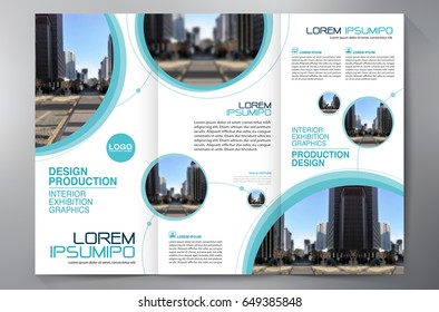 Business Brochure. Flyer Design. Leaflets 3 fold Template. Cover Book and Magazine. Annual Report Vector illustration