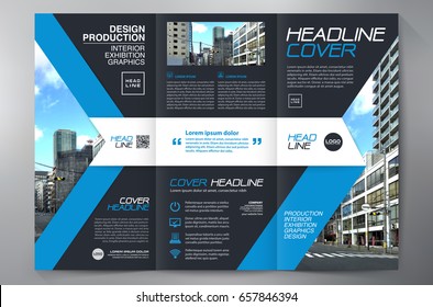 Business Brochure. Flyer Design. Leaflets 3 fold Template. Cover Book and Magazine. Annual Report Vector illustration