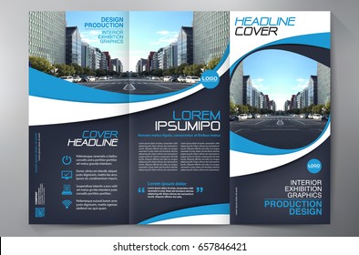 Business Brochure. Flyer Design. Leaflets 3 fold Template. Cover Book and Magazine. Annual Report Vector illustration