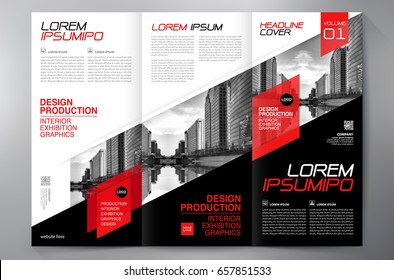 Business Brochure. Flyer Design. Leaflets 3 fold Template. Cover Book and Magazine. Annual Report Vector illustration