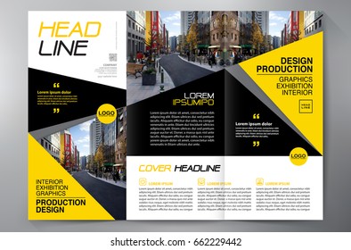 Business Brochure. Flyer Design. Leaflets 3 fold Template. Cover Book and Magazine. Annual Report Vector illustration