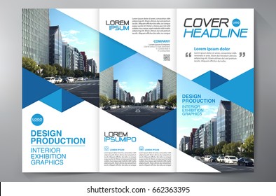 Business Brochure. Flyer Design. Leaflets 3 fold Template. Cover Book and Magazine. Annual Report Vector illustration