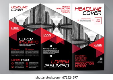 Business Brochure. Flyer Design. Leaflets 3 fold Template. Cover Book and Magazine. Annual Report Vector illustration