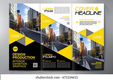 Business Brochure. Flyer Design. Leaflets 3 fold Template. Cover Book and Magazine. Annual Report Vector illustration