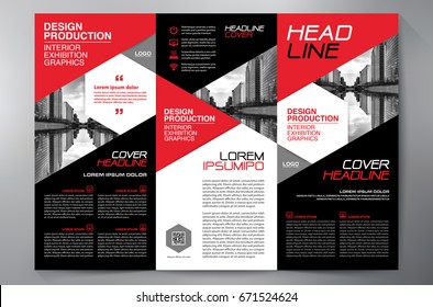 Business Brochure. Flyer Design. Leaflets 3 fold Template. Cover Book and Magazine. Annual Report Vector illustration