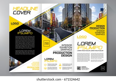 Business Brochure. Flyer Design. Leaflets 3 fold Template. Cover Book and Magazine. Annual Report Vector illustration