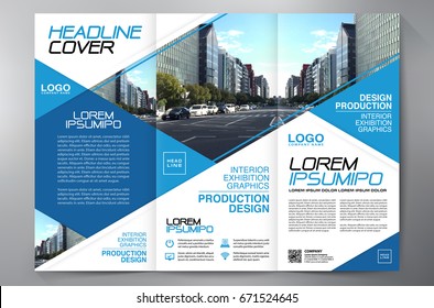 Business Brochure. Flyer Design. Leaflets 3 fold Template. Cover Book and Magazine. Annual Report Vector illustration