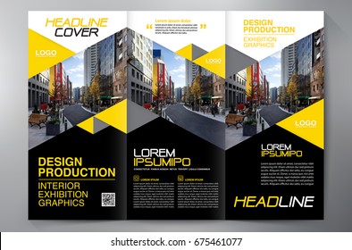 Business Brochure. Flyer Design. Leaflets 3 fold Template. Cover Book and Magazine. Annual Report Vector illustration